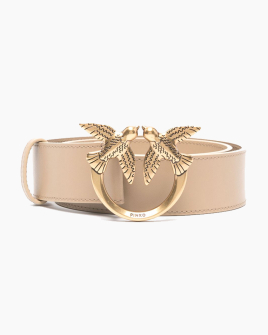 Ремінь жіночий Pinko Love Birds high leather bel 4 см з бронзовою фурнітурою бежевий 100120A0F1D28Q