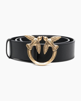 Ремінь жіночий Pinko Love Birds high leather bel 4 см з бронзовою фурнітурою чорний 100120A0F1Z99Q