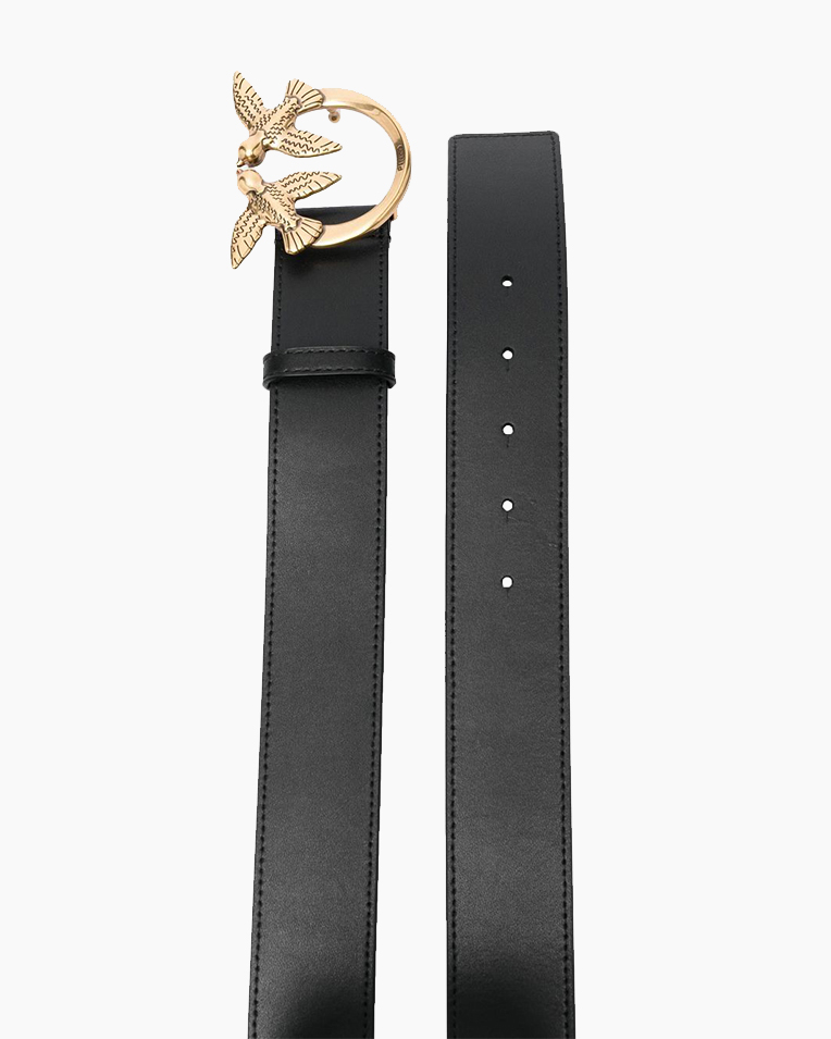 Ремень женский Pinko Love Birds high leather bel 4 см с бронзовой фурнитурой черный 100120A0F1Z99Q