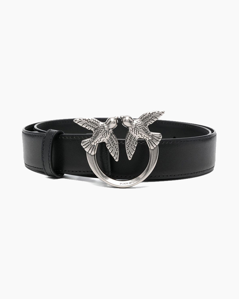 Ремінь жіночий Pinko Love Birds leather belt 3 см з металевою фурнітурою чорний 100125A0F1Z99O