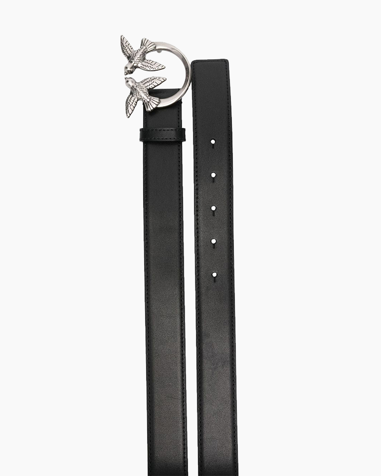 Ремінь жіночий Pinko Love Birds leather belt 3 см з металевою фурнітурою чорний 100125A0F1Z99O