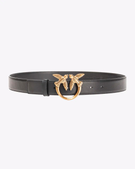 Ремінь жіночий Pinko Love Birds leather belt 3 см з бронзовою фурнітурою чорний 100125A0F1Z99Q