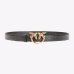 Ремінь жіночий Pinko Love Birds leather belt 3 см з бронзовою фурнітурою чорний 100125A0F1Z99Q