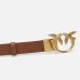 Ремень женский Pinko Love Birds leather belt 3 см двухсторонний с бронзовой фурнитурой коричневый, черный 100125A1Z6LZ9Q
