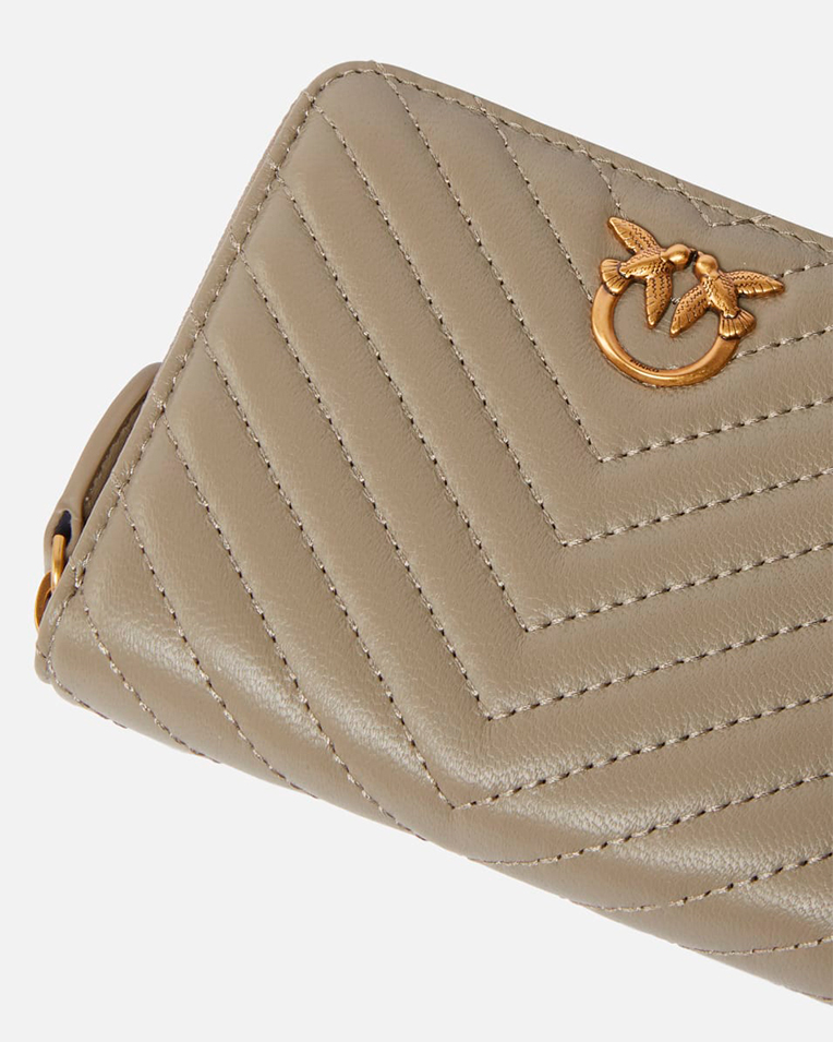 Кошелек женский Pinko Square quilted nappa leather zip-around purse в стеганой коже серый 100249A0GKI68Q
