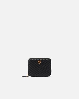 Гаманець жіночий Pinko Square quilted nappa leather zip-around purse в шкірі чорній стьобаній 100249A0GKZ99Q