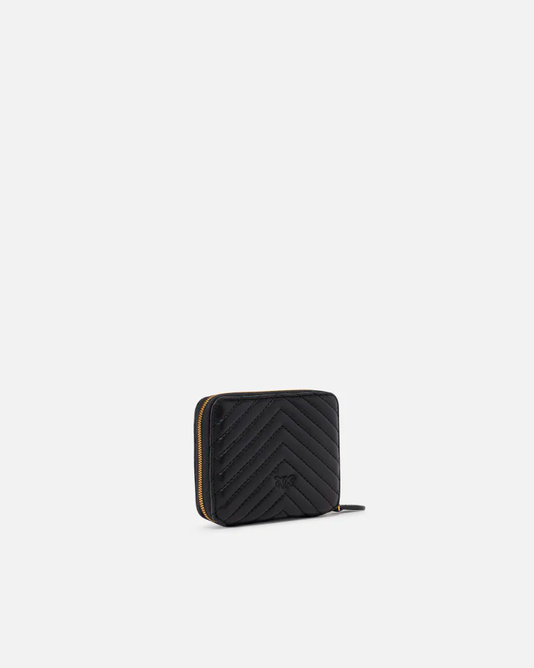 Кошелек женский Pinko Square quilted nappa leather zip-around purse в стеганой коже черный 100249A0GKZ99Q