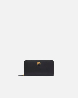 Кошелек женский Pinko Zip-around leather purse в гладкой коже черный 100250A0F1Z99Q
