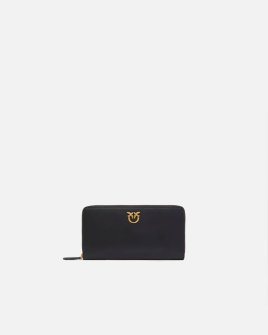 Гаманець жіночий Pinko Zip-around leather purse у гладкій шкірі чорний 100250A0F1Z99Q
