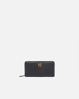 Гаманець жіночий Pinko Zip-around wallet in chevron-patterned nappa leather в чорній шкірі 100250A0GKZ99Q Гаманець жіночий Pinko Zip-around wallet in chevron-patterned nappa leather в чорній шкірі 100250A0GKZ99Q