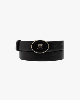 Ремень женский Pinko Round Enamel Leather Belt 2.8 см с черной фурнитурой черный 105478A2QLZ99Y