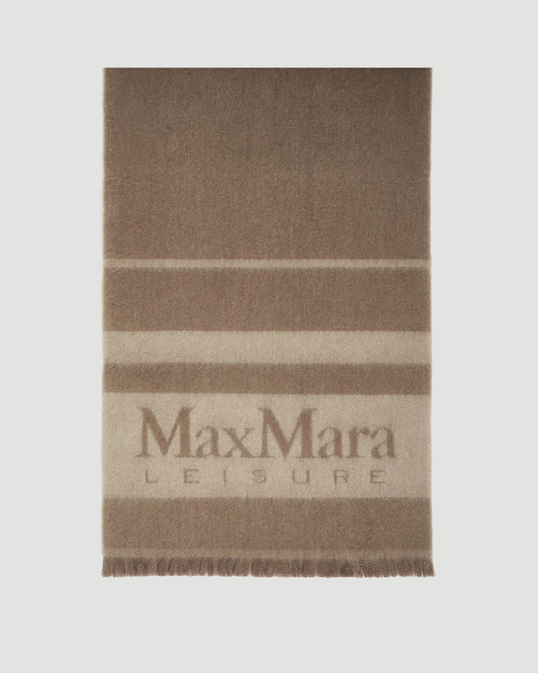 Шарф женский Max Mara Colibri с логотипом шерсть, капучино 2426546028600-001