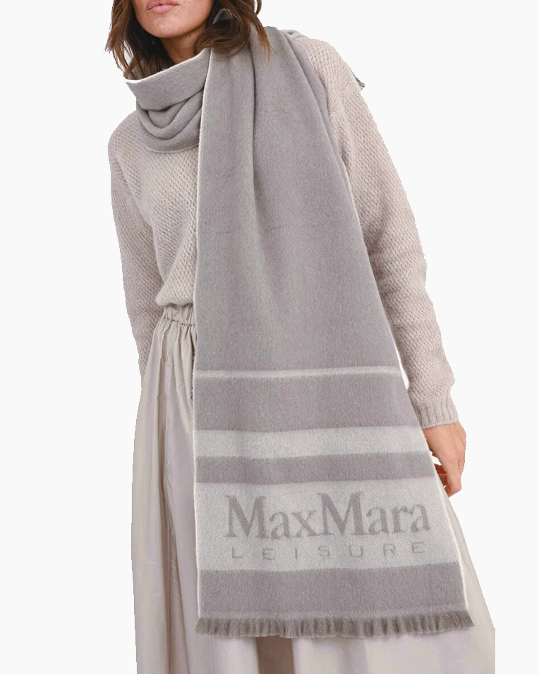 Шарф жіночий Max Mara Colibri з логотипом вовна, сірий 2426546028600-002