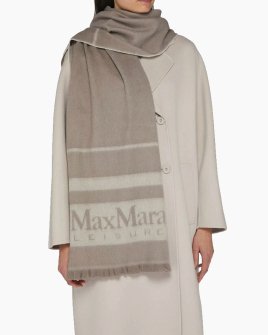 Шарф женский Max Mara Colibri с логотипом шерсть, серый 2426546028600-002