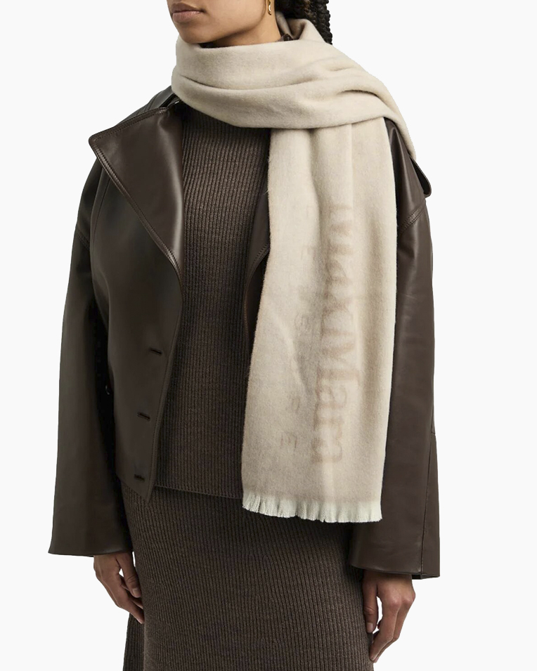 Шарф жіночий Max Mara Colibri з логотипом вовна, бежевий 2426546028600-003