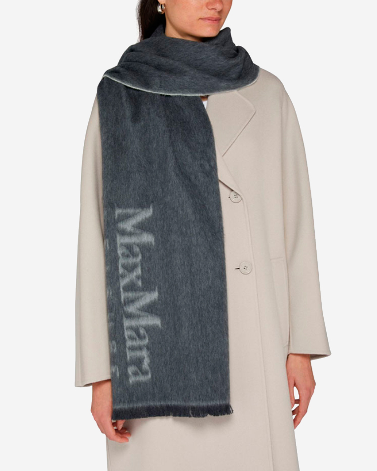 Шарф женский Max Mara Colibri с логотипом шерсть, серый 2426546028600-004