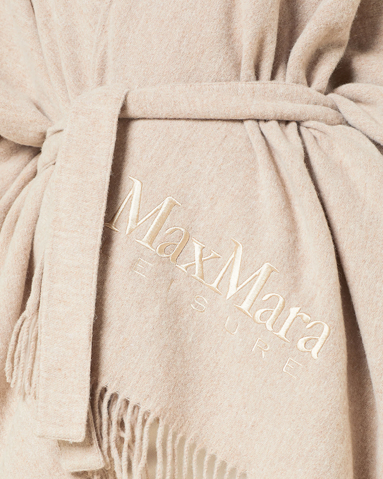 Пончо с поясом женский Max Mara Martora с логотипом шерсть, бежевый 2426736028600-002
