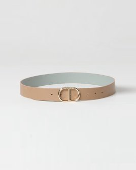 Ремень женский Twinset 3.6 см двухсторонний с пряжкой Oval T бежевый, серый 242TA4440-11905