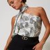 Ремень женский двусторонний Twinset 3.5 см с логотипом Oval T черно-бежевый 242TA4440