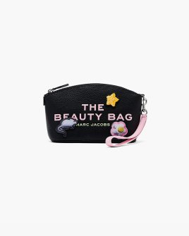 Жіноча косметичка Marc Jacobs The Sticker Patch Beauty Bag в зернистій шкірі чорний з нашивками 2S5SCP003S01 002