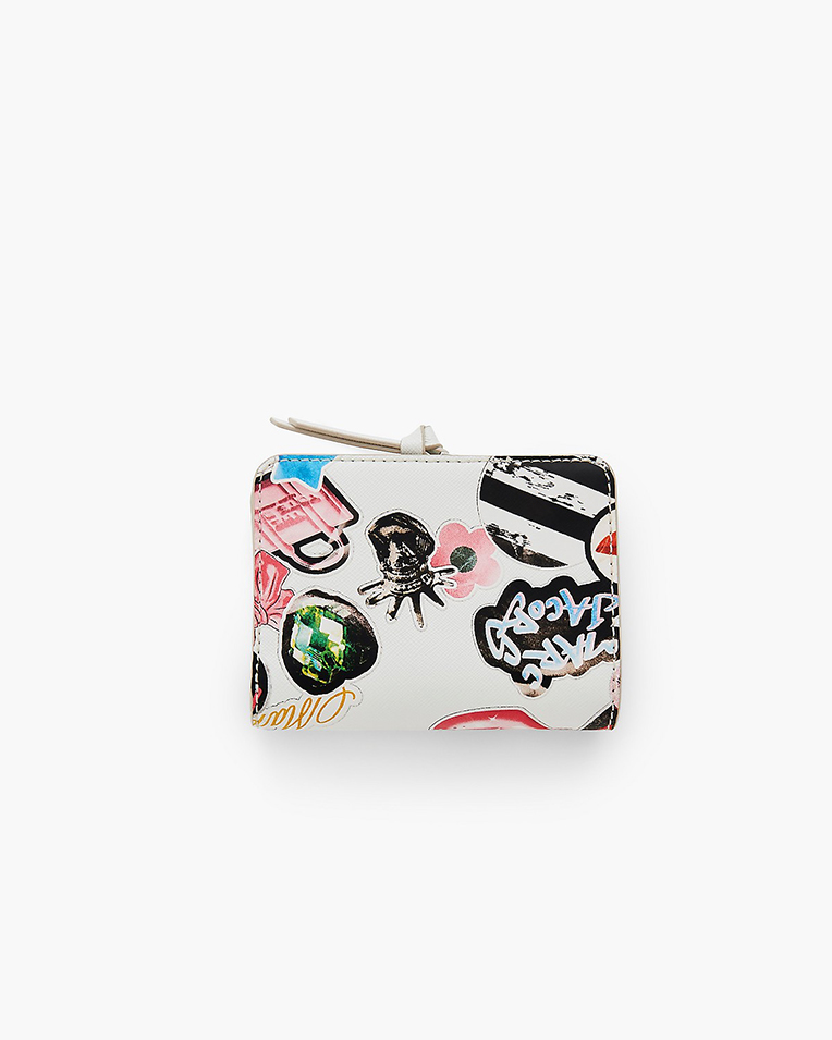 Гаманець жіночий Marc Jacobs The Sticker Utility Snapshot Mini Compact Wallet у шкірі білий з принтом 2S5SMP014S01 101 Гаманець жіночий Marc Jacobs The Sticker Utility Snapshot Mini Compact Wallet у шкірі білий з принтом 2S5SMP014S01 101