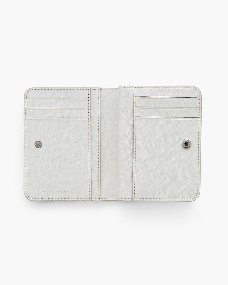 Кошелек женский Marc Jacobs The Sticker Utility Snapshot Mini Compact Wallet в коже белый с принтом 2S5SMP014S01 101