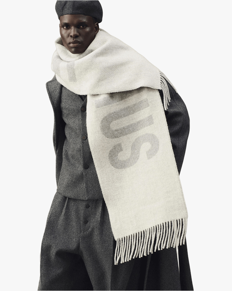 Шарф Jacquemus из натуральной шерсти, светло-серый ACU00435AOT4001950