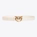 Ремінь жіночій Pinko Love Birds leather belt 3 см з бронзовою фурнітурою білий 100125A0F1Z14Q