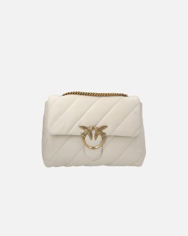 Сумка Pinko Big Love Bag Puff Maxi Quilt через плечо с бронзовой фурнитурой в стеганой коже белая 31x11х21 см 100037A0F2Z14Q