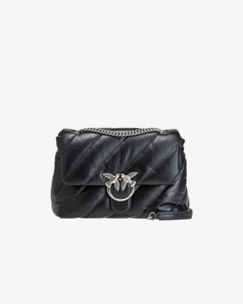 Сумка Pinko Big Love Bag Puff Maxi Quilt через плече зі срібною фурнітурою в чорній стьобаній шкірі 30x11х25 см 100037A0F2Z99O