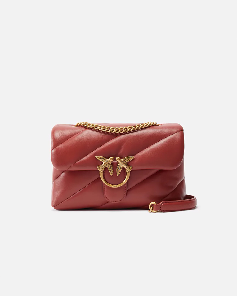 Cумка Pinko medium Love bag Classic Puff Maxi Quilt через плечо с бронзовой фурнитурой в стеганой коже красный 26x19х11 см 100038A0F2B08Q