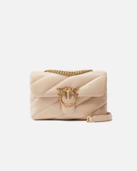 Сумка Pinko medium Love bag Classic Puff Maxi Quilt через плече з бронзовою фурнітурою в бежевий 26x19х11 см 100038A0F2C50Q