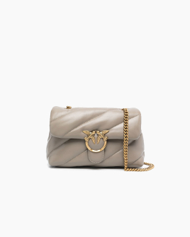 Сумка Pinko medium Love bag Classic Puff Maxi Quilt через плече з бронзовою фурнітурою у стьобаній шкірі сірий 17x11х26 см 100038A0F2I68Q