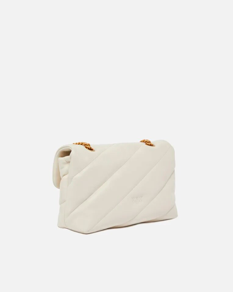 Сумка Pinko medium Classic Love Bag Puff Maxi Quilt через плечо с бронзовой фурнитурой в стеганой коже белая 19x11х26 см 100038A0F2Z14Q