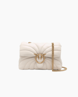 Сумка Pinko Love Puff Cl Sheep Nappa Butterfly через плече з бронзовою фурнітурою в стьобаній шкірі білий 27x19х9 см 100038A1EXZ14Q