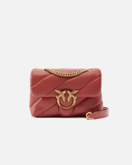 Сумка Pinko Mini  Love bag Puff Maxi Quilt через плече з бронзовою фурнітурою в шкірі червоний 21x15х9 см 100039A0F2B08Q