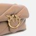 Сумка Pinko Baby Love Bag Puff Сrossbody через плечо с бронзовой фурнитурой в стеганой коже бежевый 18x7х13 см 100040A0F2D01Q