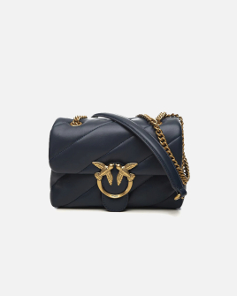 Сумка Pinko Mini Love bag Puff Maxi Quilt через плече з бронзовою фурнітурою в синій стьобаній шкірі 21x15х9 см 100039A0F2G08Q