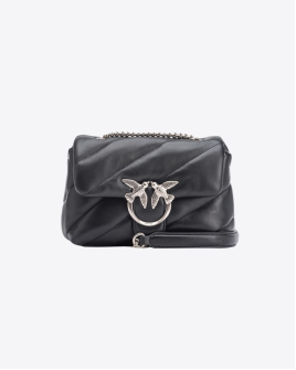 Сумка Pinko Mini Love Bag Puff Maxi Quilt через плече з бронзовою фурнітурою в чорній стьобаній шкірі 21x15х9 см 100039A0F2Z99O