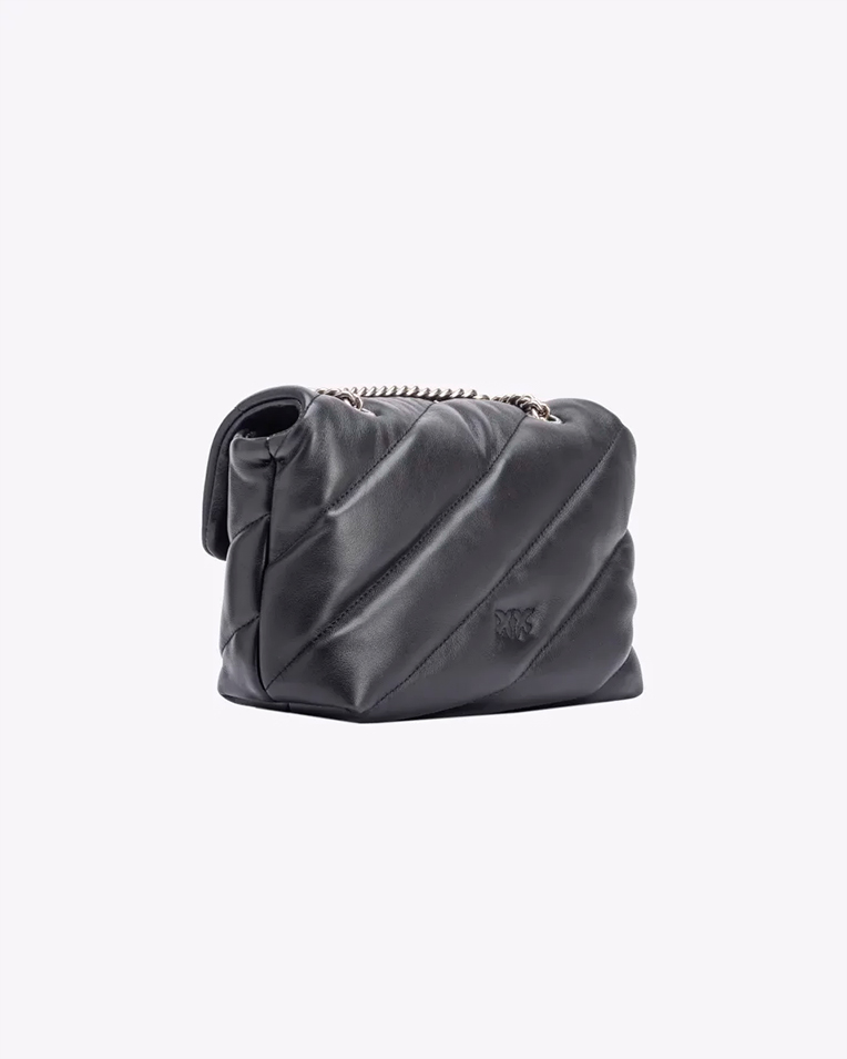 Сумка Pinko Mini Love Bag Puff Maxi Quilt через плечо с бронзовой фурнитурой в стеганой коже черная 21x15х9 см 100039A0F2Z99O