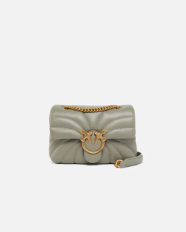 Сумка Pinko Love bag Puff Butterfly mini через плече з бронзовою фурнітурою в стьобаній шкірі зелений 21x9х16 см 100039A1EXU84Q