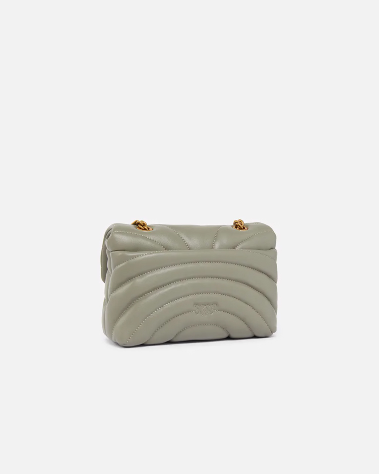 Сумка Pinko Love bag Puff Butterfly mini через плечо с бронзовой фурнитурой в стеганой коже зеленый 21x9х16 см 100039A1EXU84Q
