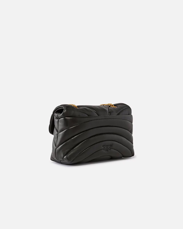 Сумка Pinko Love bag Puff Butterfly mini через плечо с бронзовой фурнитурой в стеганой коже черный 21x9х16 см 100039A1EXZ99Q
