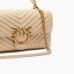 Сумка Pinko Classic Lady Love Bag Puff Chevron через плече з бронзовою фурнітурою в бежевій стьобаній шкірі 17x8х26 см 100043A0GKC50Q