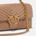 Сумка Pinko Classic Lady Love Bag Puff Chevron через плечо с бронзовой фурнитурой в стеганой коже бежевая 17x8х26 см 100043A0GKD01Q