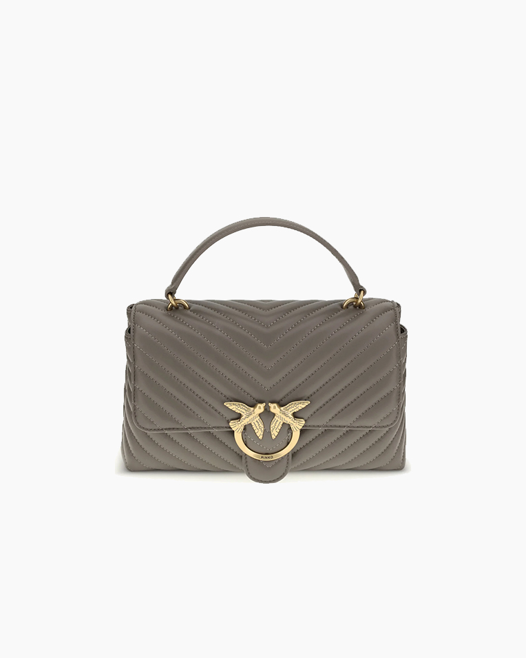 Сумка Pinko Classic Lady Love Bag Puff Chevron через плечо с бронзовой фурнитурой в стеганой коже серый 17x8х26 см 100043A0GKK33Q