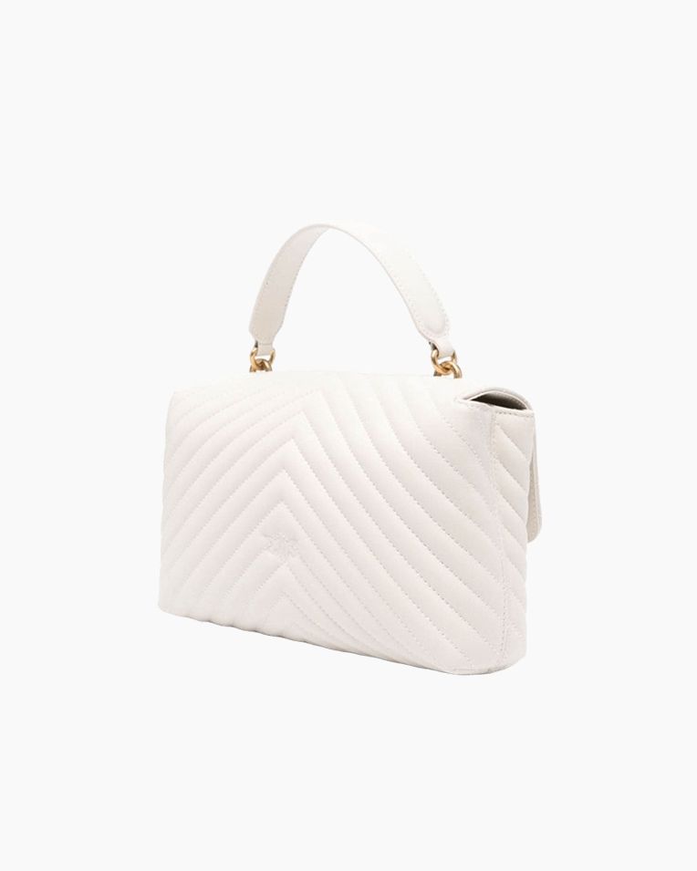 Сумка Pinko Love Lady Puff Classic Cl Sheep Nappa Chevron через плечо с бронзовой фурнитурой в стеганой коже белый 26x8х17 см 100043A0GKZ14Q