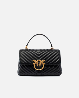 Сумка Pinko Classic Lady Love Bag Puff Chevron через плечо с бронзовой фурнитурой в стеганой коже черная 17x8х26 см 100043A0GKZ99Q