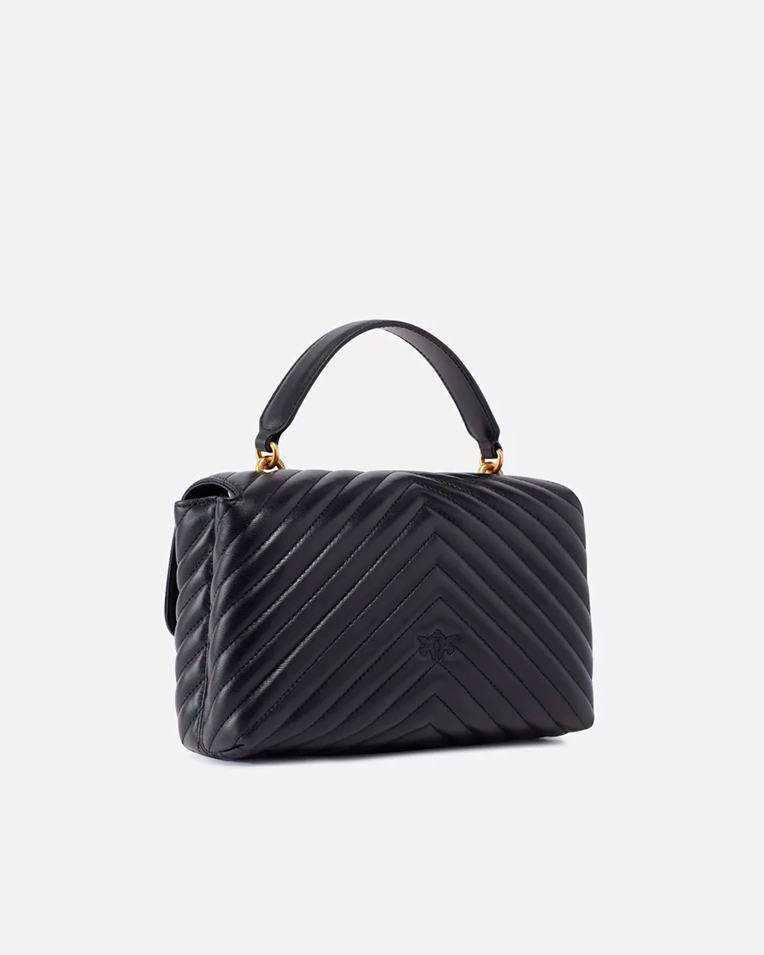 Сумка Pinko Classic Lady Love Bag Puff Chevron через плечо с бронзовой фурнитурой в стеганой коже черная 17x8х26 см 100043A0GKZ99Q