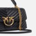 Сумка Pinko Classic Lady Love Bag Puff Chevron через плече з бронзовою фурнітурою в чорній стьобаній шкірі 17x8х26 см 100043A0GKZ99Q